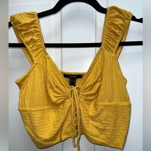 Forever 21 Mustard Ruched Crop Top